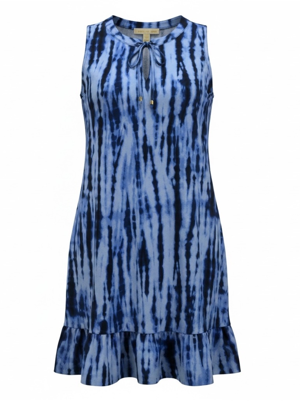 Michael Kors Blue Tie-Dye Sleeveless Ruffle Hem Dress Size M